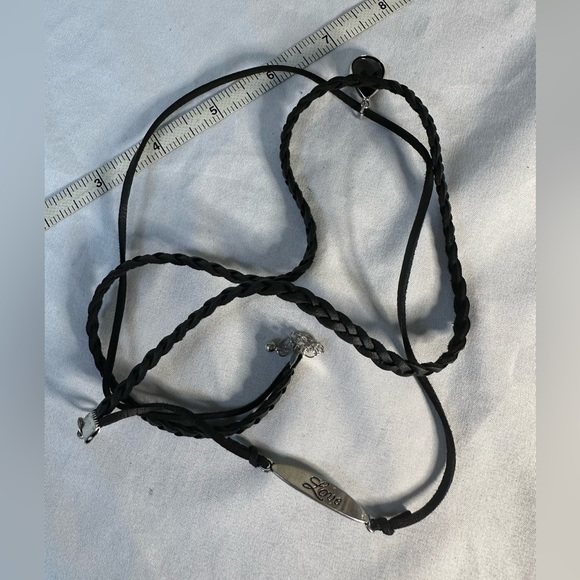 Double strand cord necklace with dangle charm and Love - Picture 4 of 4